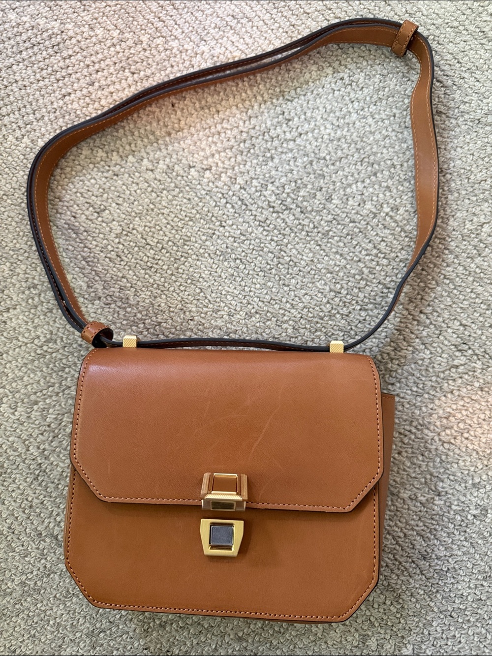 Rag & Bone Atlas Brown Leather Crossbody Bag – Gold Hardware